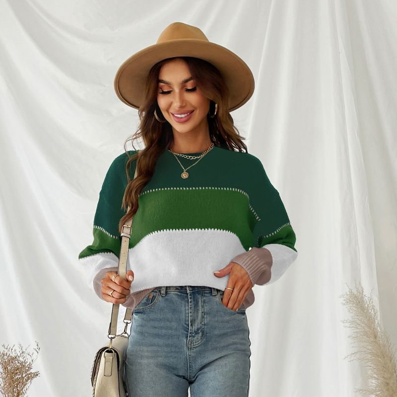 Women's Long Sleeve Colorblock Knit Round Neck Sweater - Cupshe, 3 of 9