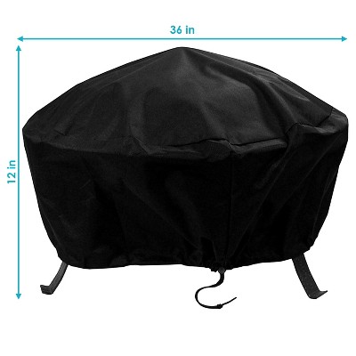Sunnydaze Black Heavy-Duty Vinyl Round Fire Pit Cover, 36" x 12"