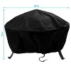 Sunnydaze Outdoor Heavy-Duty Weather-Resistant Vinyl PVC Round Fire Pit Cover with Drawstring Closure - Black - 3 of 4
