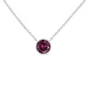 Silver Bezel Set 3.5mm Created Gemstone Solitaire Pendant Necklace - 1 of 4
