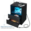 Hommpa Modern Open Shelf  Bedside Table LED Nightstand with Charging Station - 2 of 4