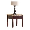 Vynxaria Dark Cherry Finish Faux Marble Top End Table, 22" x 22" x 23"H - 2 of 4