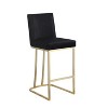Set of 2 26" bar stools with backrest, gold brushed frame, modern velvet fabric Suitable for kitchen, bar. - 4 of 4