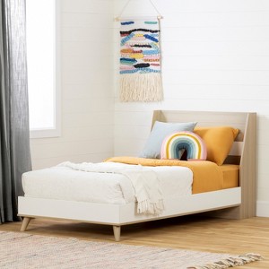 HomeStock Bed Set - Platform Bed and Headboard kit, Full,Soft Elm and White - 1 of 4