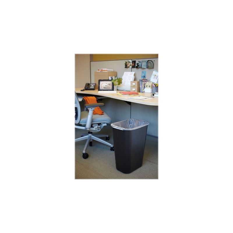 Rubbermaid Commercial Deskside Plastic Wastebasket Rectangular 10 1/4 gal Black 295700BK, 4 of 6
