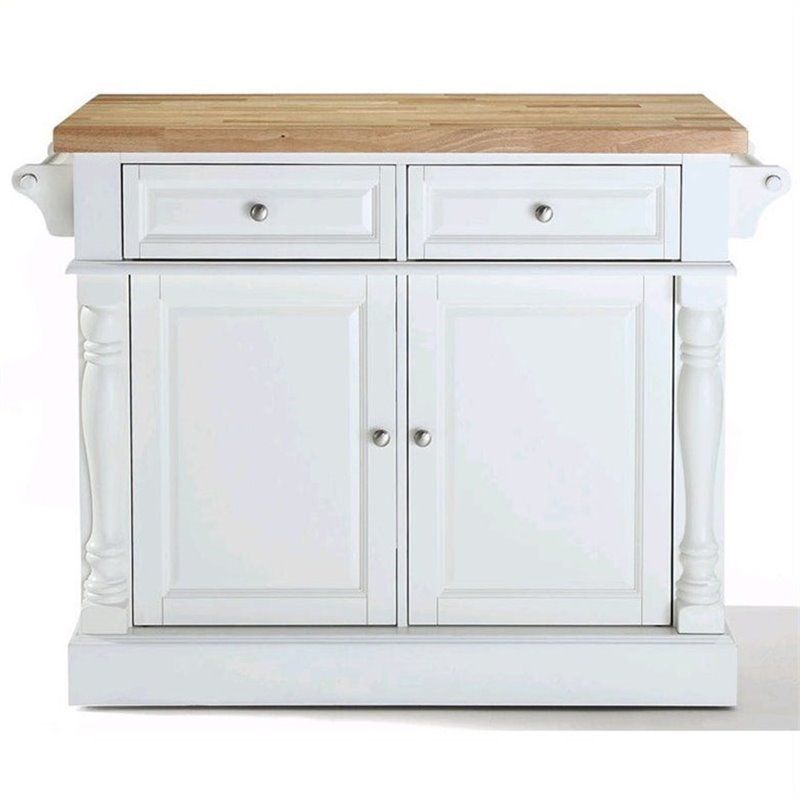 Wood Kitchen Island Butcher Block in White - Pemberly Row, 3 of 9