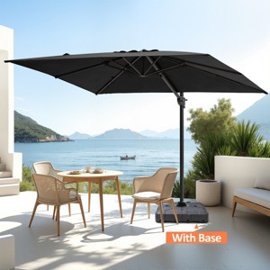 Pellebant 9x11FT Cantilever Umbrella Outdoor 360 Degree Rotation Offset Umbrella 6 Heights Adjustable with Base Black - 1 of 4