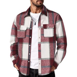 COOFANDY Men's Flannel Shirts Long Sleeve Cotton Plaid Shirt Jacket Casual Button Down Shirt with Pockets - 1 of 4