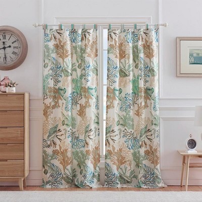 Barefoot Bungalow Atlantis 4-Piece Window Panel & Tie Back With 3" Rod Pocket - 42X84" Jade