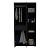 TIRAMISUBEST 3-Doors Wooden Rattan Wardrobe Storage for Bedroom - Mobile Lateral Filing Cabinet, Locking Wheels, Adjustable Shelf - 4 of 4