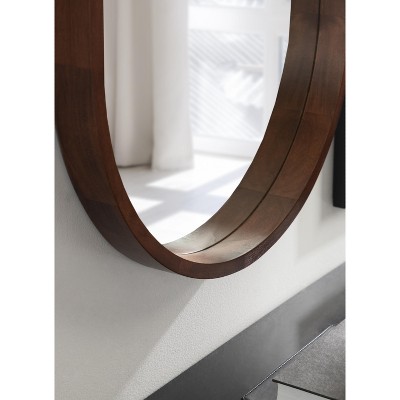 Walnut Brown Capsule Wall Mirror with Poplar Wood Frame, 24x36