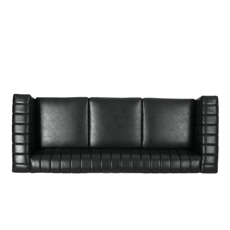 Drury Contemporary Channel Stitch 3 Seater Sofa with Nailhead Trim - Christopher Knight Home, 5 of 14