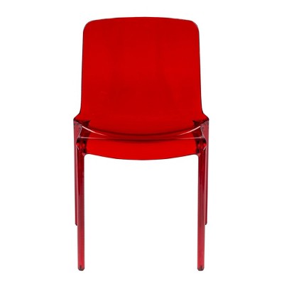 Murray Modern Transparent Red Plastic Dining Chair, Set of 2