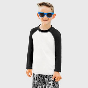 City Threads USA-Made Swim UPF 50+ Boys Color Block Long Sleeve Rashguard Shirt - 1 of 4