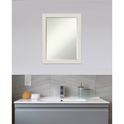 Rustic Plank White Narrow 27.5" x 21.5" Beveled Bathroom Vanity Mirror