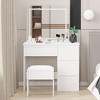 Makeup Vanity Desk, Adult Dressing Table, Dressing Table with Mirror And Light, Power Outlet Dressing, Makeup Table with Stool & 4 Drawers - 3 of 4