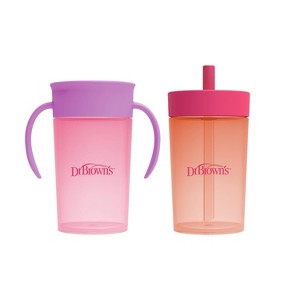 Dr. Brown's Milestones Straw to 360° Cup Set, with Interchangeable Silicone Straw - 2pk - 1 of 4