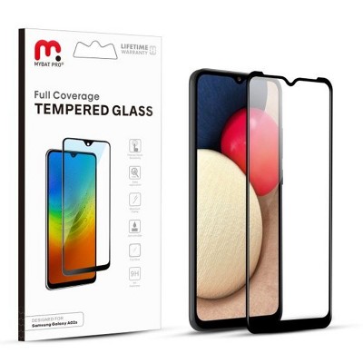 MyBat Pro Full Coverage Tempered Glass Screen Protector Compatible With Samsung Galaxy A02s - Black