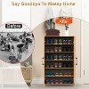 NewHome"6-Tier Bamboo Shoe Cabinet with Hollow Doors & Handles, Freestanding Shoe Organizer, 154lbs Capacity"Bamboo - 4 of 4