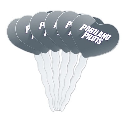 Portland Secondary Logo Heart Love Cupcake Picks Toppers Decoration Set of 6