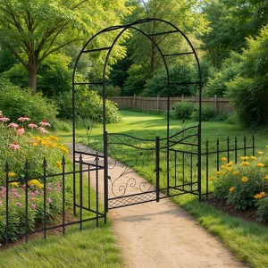 Karl Home 7.2 FT Outdoor Metal Arbor With Gate And Fence - 1 of 4