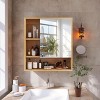 Artloge 3 Tier Natural Bamboo Mirrored Cabinet Wall Mounted Storage Cabinet Adjustable Shelves for Medicine Shaving Makeup - 2 of 4
