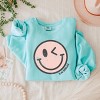 Simply Sage Market S.W.Smiley Pink Smiley Face Grunge Lightweight Garment Dyed Sweatshirt - 3 of 4