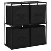 vidaXL Storage Cabinet with 4 Fabric Baskets Black 24.8 in.x11.8 in.x28 in. Steel - image 2 of 4