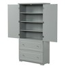 Gulches Wide Gray Bathroom Storage Cabinet 2 Drawers with Slide Rails, Adjustable Shelves, Waterproof MDF Painted Finish - 4 of 4