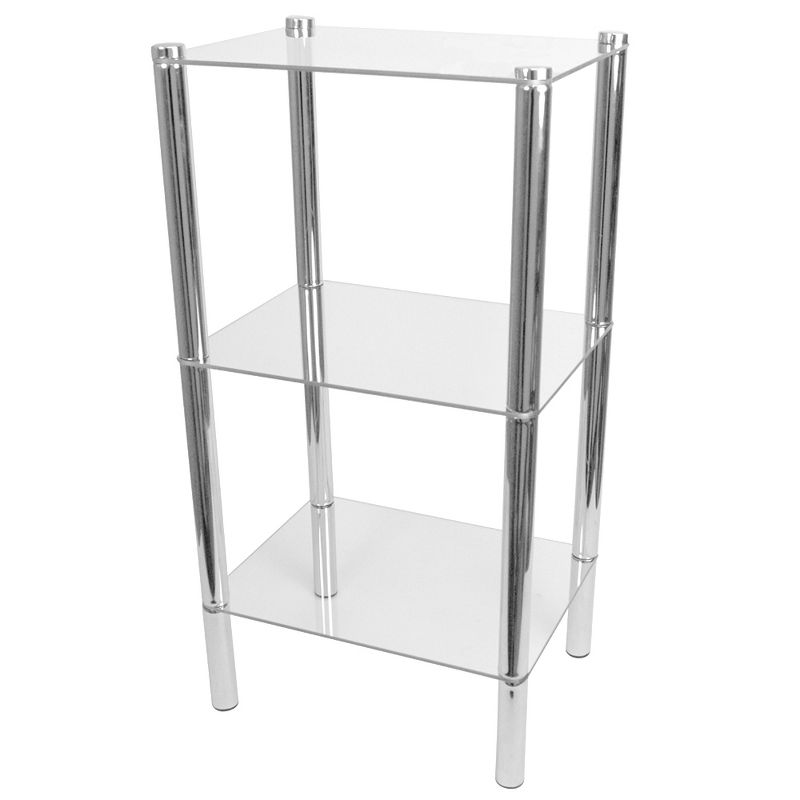 Home Basics 3 Tier Multi Use Rectangle Glass Corner Shelf, Clear, 2 of 6