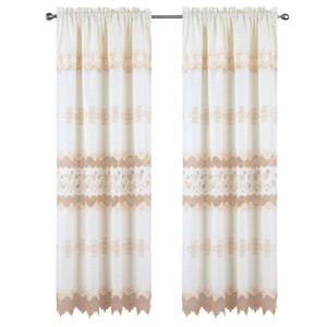 RT Designer Collection Alice Macrame Luxurious Decorative Rod Pocket Curtain Panel 54" x 84" Beige - 1 of 4