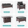 Sonkuki 9 Pieces Patio Sofa with Rectangle Fire Pit Table and Ottomans, Patio Conversation Couch with Cushion - 3 of 4