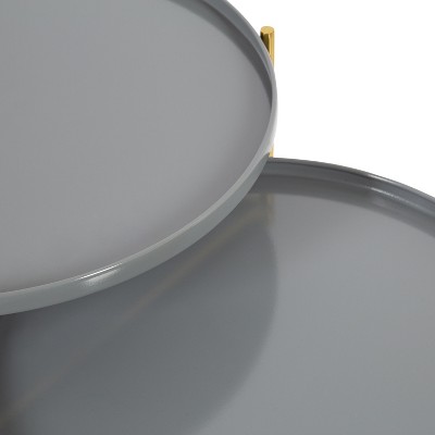 Ulani Gray and Gold Iron Nesting Side Table Set of 2