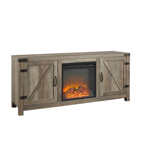 Archie Double Door Rustic Electric, Corner Electric Fireplace Tv Stand 65 Inch