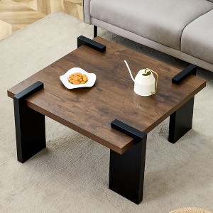 CAVINAS Modern Faux Wood Coffee Table with Mortise and Tenon Structure Design,Unique Center Table for Living Room,Living Room Furniture - 1 of 4