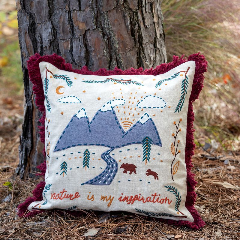 Park Hill Collection Mountain Road Appliqued Cotton Pillow, 2 of 4