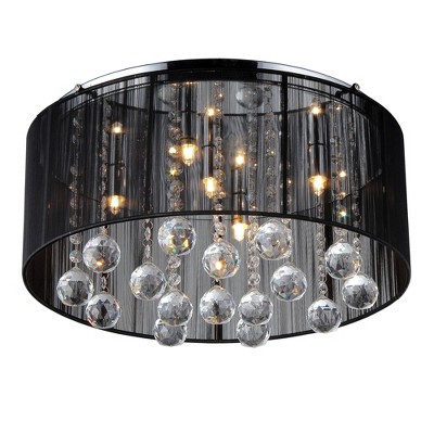 17" x 17" x 9" Crystal Ceiling Light Black - Warehouse of Tiffany