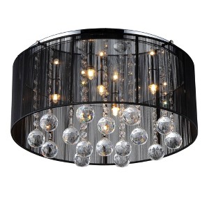 17" x 17" x 9" Crystal Ceiling Light Black - Warehouse of Tiffany: Chrome Finish, ETL Listed - 1 of 3