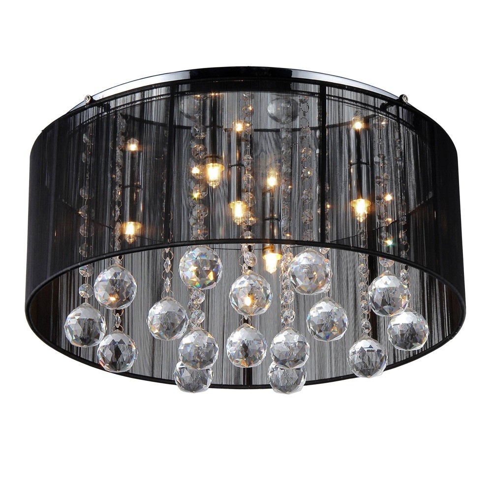 Photos - Chandelier / Lamp 17" x 17" x 9" Crystal Ceiling Light Black - Warehouse of Tiffany