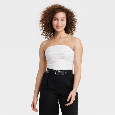 Women's Slim Fit Fashion Tube Top - A New Day™ White L : Target