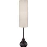 Possini Euro Design Mid Century Modern Floor Lamp 62" Tall Bronze Metal Droplet Off White Cream Cylinder Shade for Living Room Reading