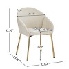 Modern Upholstered Dining Chair Set of 2 with Armrests and Gold Metal Legs for Dining Room-Baofuwish - 4 of 4