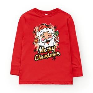 Merry Christmas Santa Wink - Youth Long Sleeve Graphic T-Shirt - 1 of 3