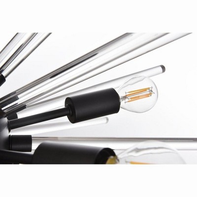 Modern Black Iron and Crystal 10-Light Pendant