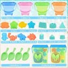 4 Packs Foldable Beach Buckets Set, Collapsible Bucket with Shovels Mesh Bag, Silicone Sand Pails for Beach, Camping - 4 of 4