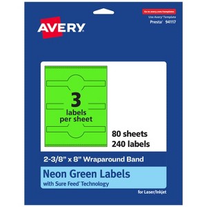 Avery Printable Wraparound Band Labels, Neon Green, 2-3/8" x 8", 240ct - 1 of 4