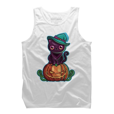 Men's Design By Humans Ferociously Cute Halloween Vampire Witch Kitty Cat By LittleBunnySunshine Tank Top