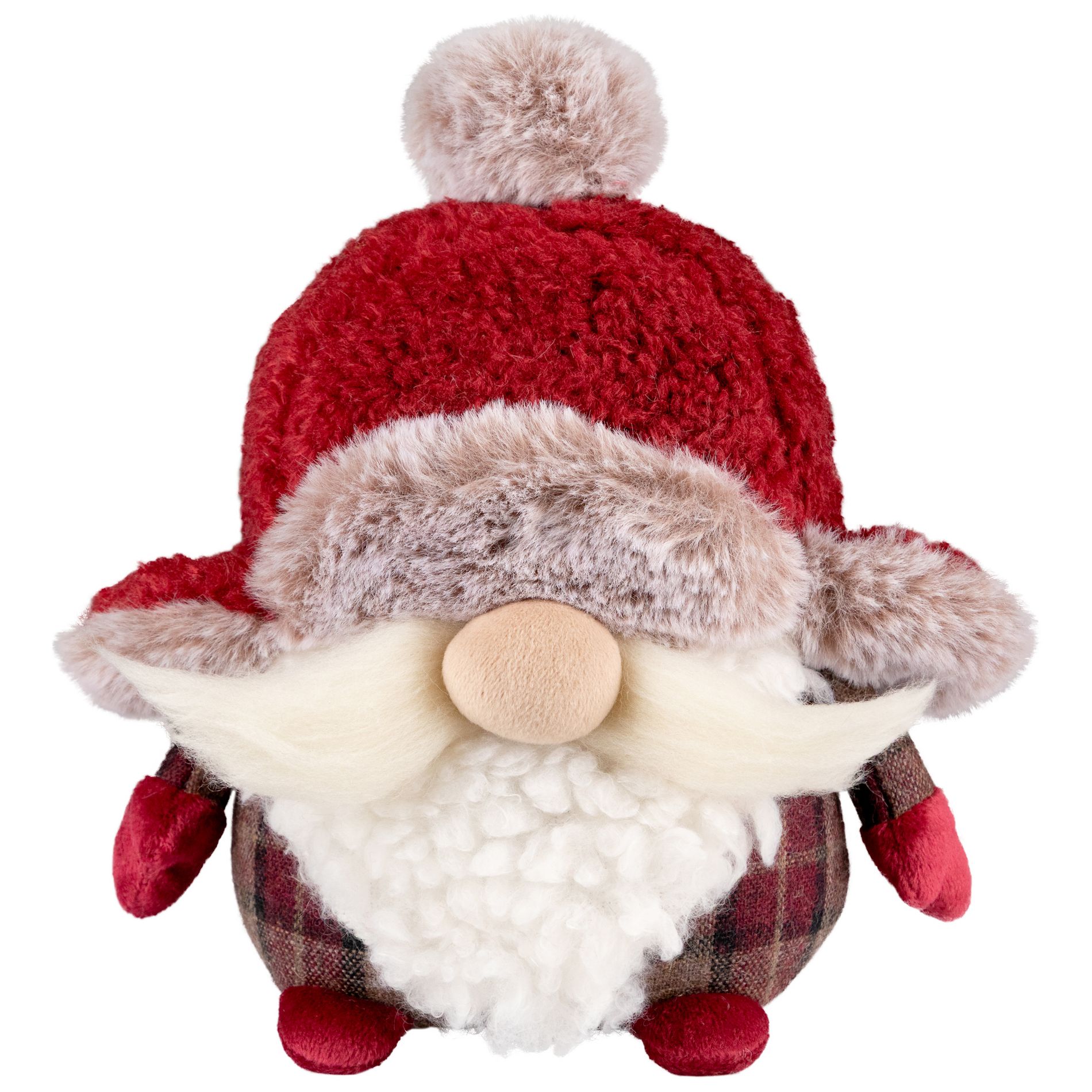 Northlight Plush Gnome Christmas Figure in Winter Trapper Hat - 7.75" - Maroon and Brown