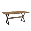 71" Venna Industrial Farmhouse X Leg Trestle Dining Table Rustic Oak - Saracina Home: Rubberwood Top, Metal Base, Seats 6 - 3 of 4
