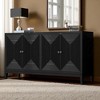 4-Door Storage Sideboard Buffet with Vertical Line Design, Adjustable Shelves & Metal Handles, MDF Cabinet for Dining Room, Kitchen, or Living Space - 2 of 4